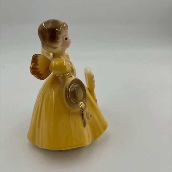 Vintage Josef Originals Porcelain Birthday Angel Girl age 8 Yellow Dress Japan - Picture 5 of 7